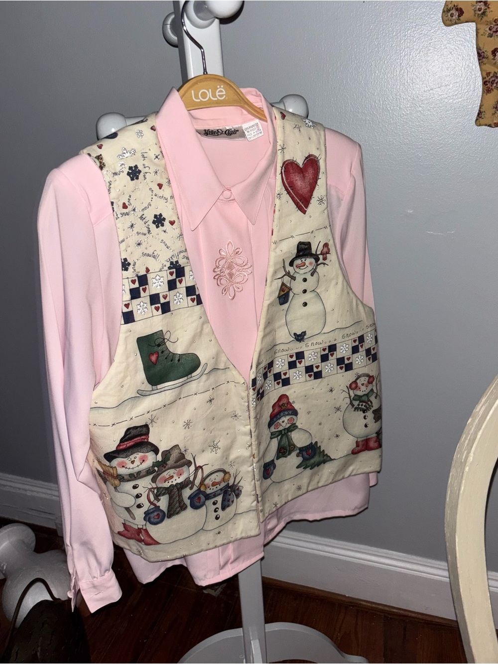 Womans Med quilted Holiday Snowman Vest